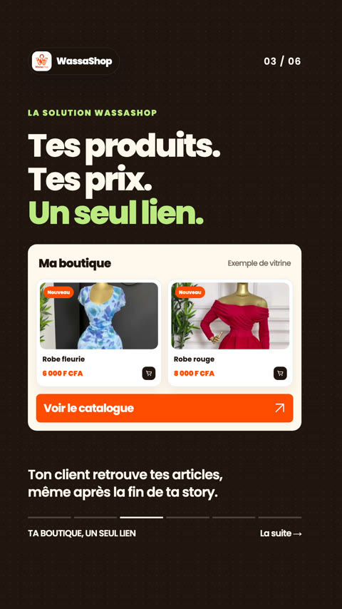 Carrousel Wassa Shop : tes produits, tes prix, un seul lien